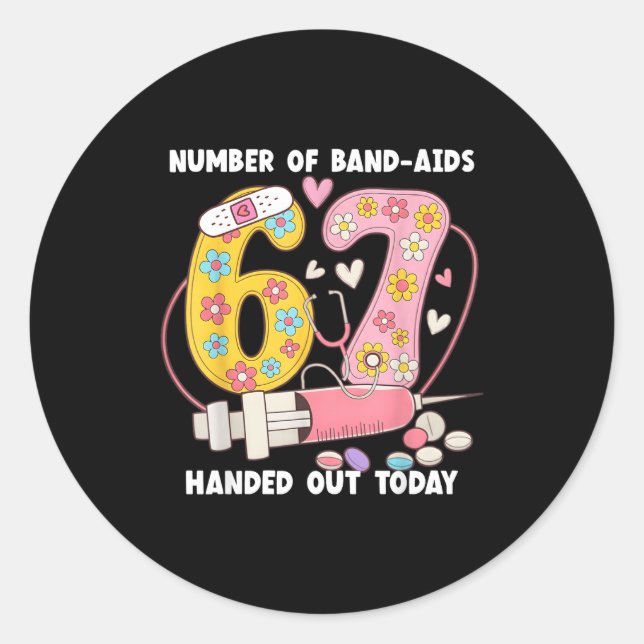 67 Nurse Meme Funny Six Seven Nursing Medical Scho Classic Round Sticker (Front)