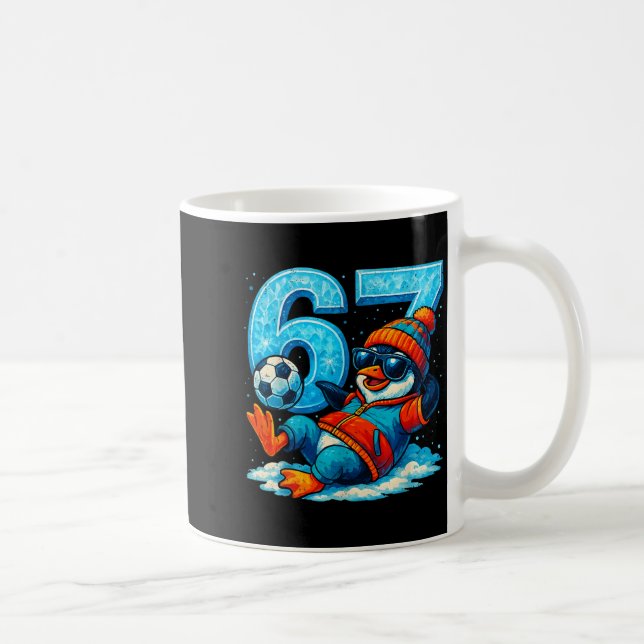67 Penguin Soccer Funny Winter Meme Gift _2  Coffee Mug (Right)