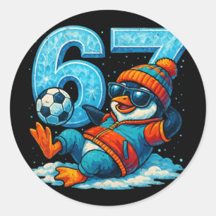 67 Penguin Soccer Funny Winter Meme Gift  Classic Round Sticker