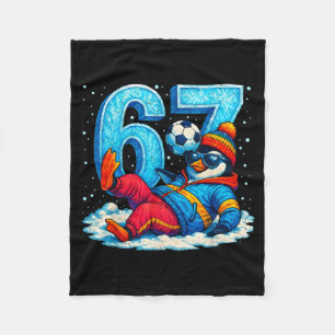 67 Penguin Soccer Funny Winter Meme Gift  Fleece Blanket