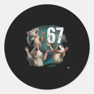 67 Possum Howling At The Moon 67 6 7 Halloween 67 Classic Round Sticker