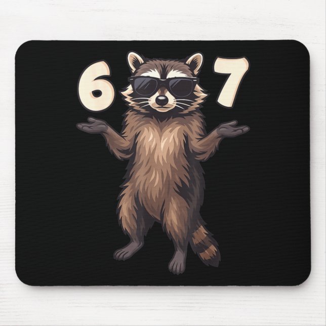 67 Raccoon 6-7 Hands Se Funny Gen Alpha Kids Teens Mouse Pad (Front)
