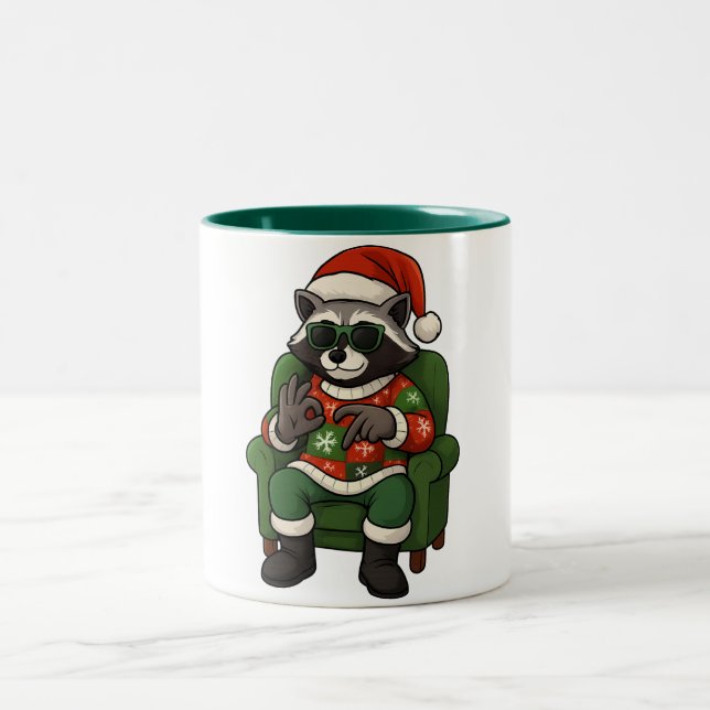 67 Raccoon Meme - Custom Text Personalized Coffee  Two-Tone Coffee Mug (Center)