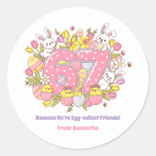 67 Reasons We’re Egg-cellent Friends! Easter Classic Round Sticker