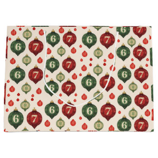 67 Retro Christmas Ornament Wrapping Paper  Large Gift Bag