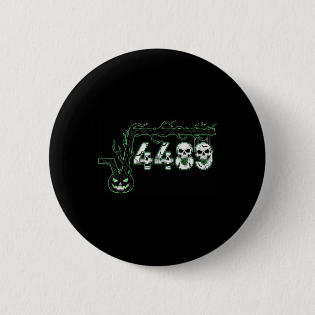 67 Root Six Seven 6 7 Meme Funny Halloween Pumpkin 2 Inch Round Button (Front)