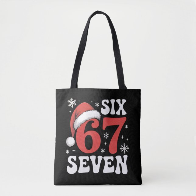 67 Santa Hat Christmas Six Seven Funny Sayings Tote Bag (Front)