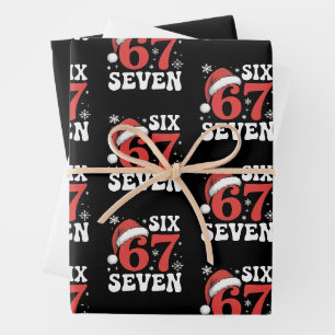 67 Santa Hat Christmas Six Seven Funny Sayings Wrapping Paper Sheet