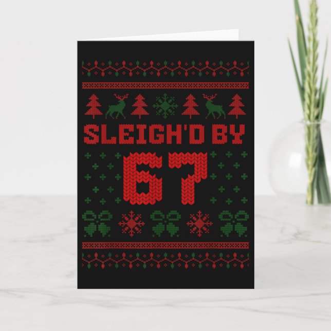 67 Santa Sleigh Ugly Christmas  Card (Front)