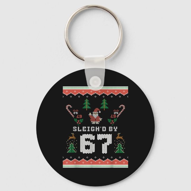 67 Santa Ugly Christmas Six Seven  Keychain (Front)