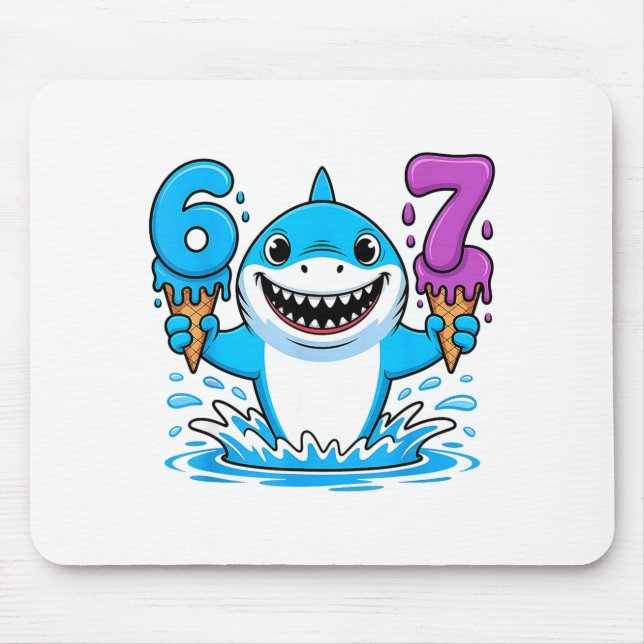 67 Shark Six Seven Ice Cream Drip Funny Gen Alpha  Mouse Pad (Front)