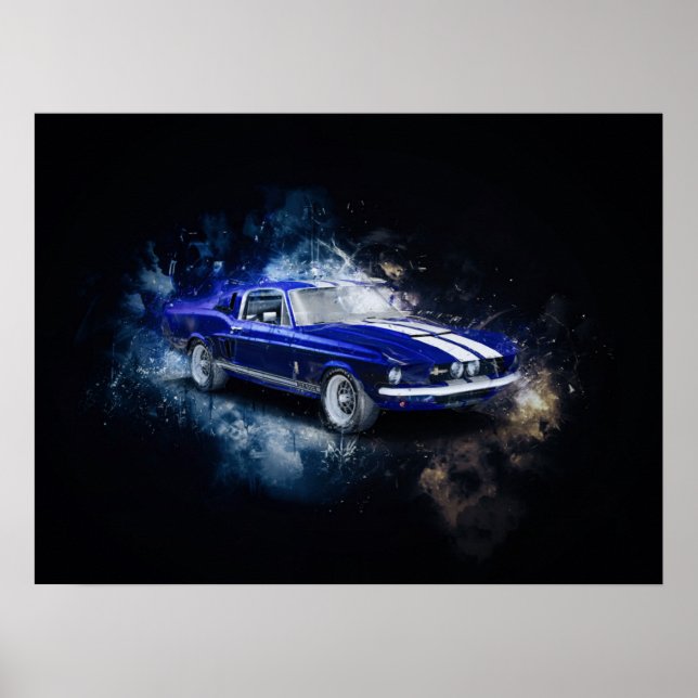 67 Shelby Blue with White Stripes Poster (Front)