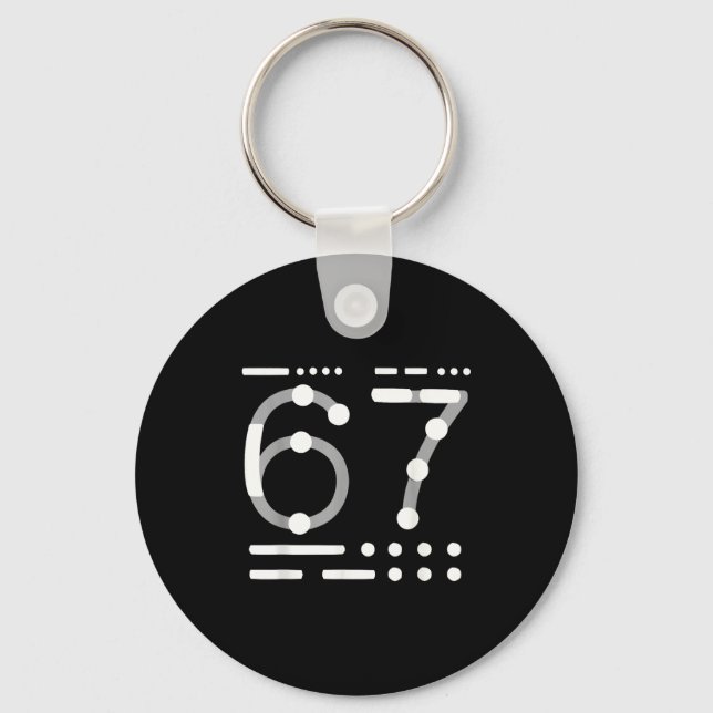 67 Shirt, Morse Code 67 Kid Meme Six Seven Graphic Keychain (Front)