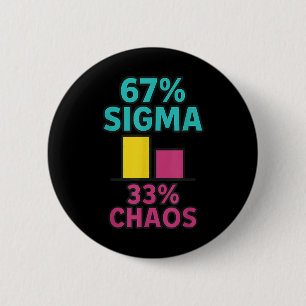 67% Sigma 33% Chaos 67 Aura Energy Six Seven Rizz 2 Inch Round Button