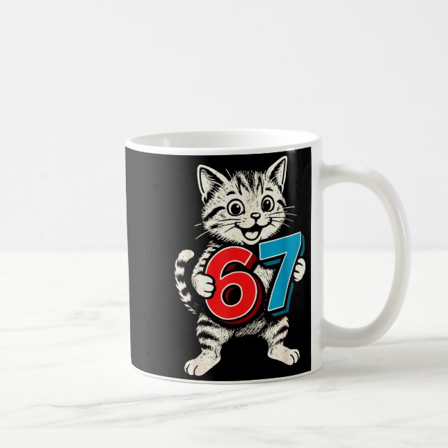 67 Six Seven 6 7 Cat Funny  Coffee Mug (Right)