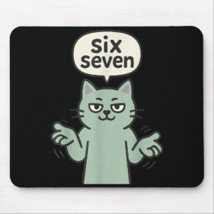 67 Six Seven 6-7 Cat - Funny Kids Gaming Brainrot Mouse Pad