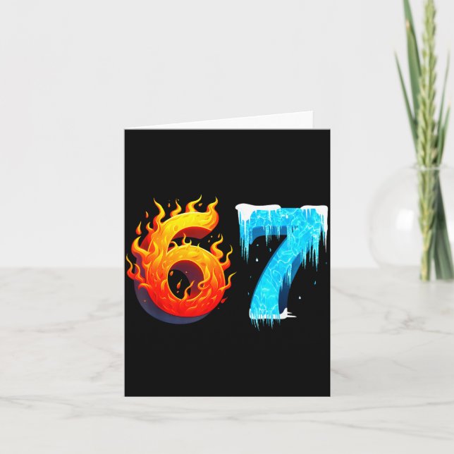 67 Six Seven 6-7 Flaming Ice – Funny Teen Kids Bra Card (Front)