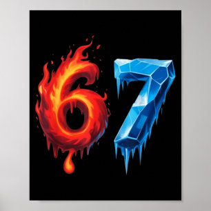 67 Six Seven 6-7 Flaming Ice - Funny Teen Kids Bra Poster