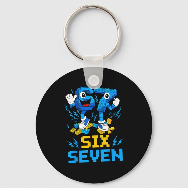 67 Six Seven 6-7 Funny Brainrot Meme Teens Gen Alp Keychain (Front)