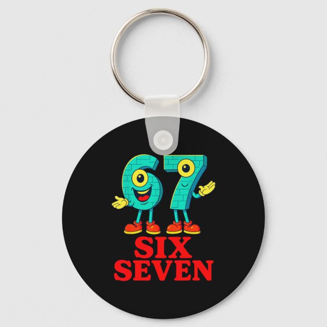 67 Six Seven 6-7 Funny Italian Brainrot Fun Kids G Keychain (Front)