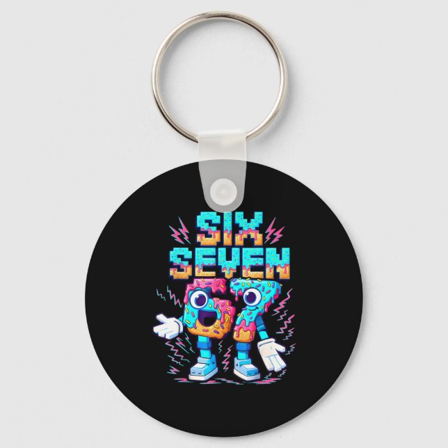 67 Six Seven 6-7 - Funny Italian Brainrot Ice Crea Keychain (Front)