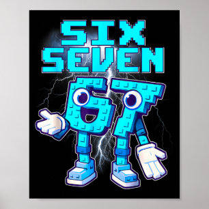 67 Six Seven 6-7 Funny Italian Brainrot Meme Kids  Poster