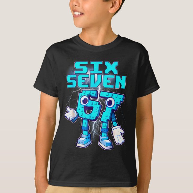 67 Six Seven 6-7 Funny Italian Brainrot Meme Kids  T-Shirt (Front)
