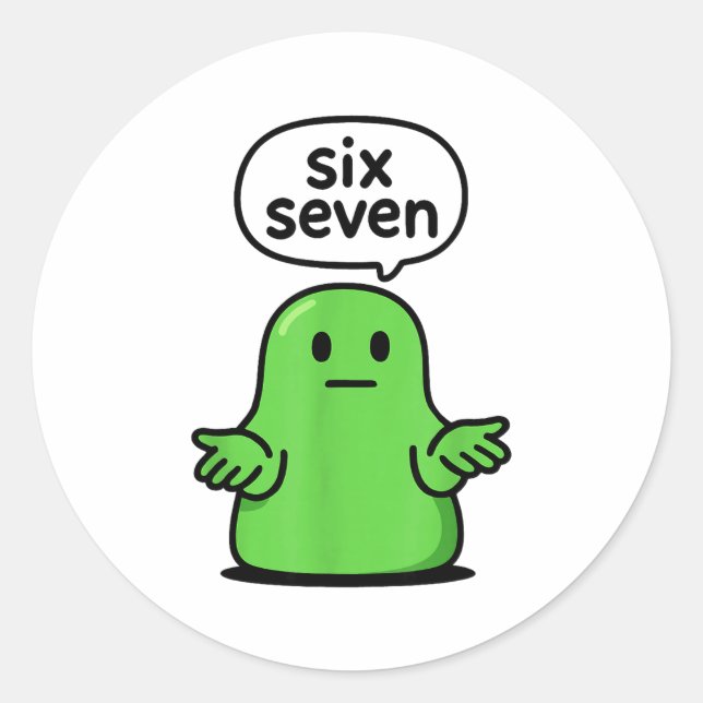 67 Six Seven 6-7 Green Blob Slime - Funny Kids Bra Classic Round Sticker (Front)