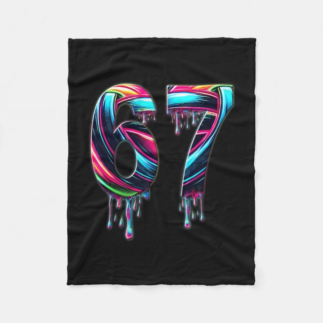 67 Six Seven 6 7 Meme Design Funny 6 7  Fleece Blanket (Front)