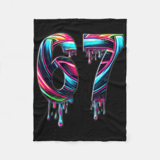 67 Six Seven 6 7 Meme Design Funny 6 7 Fleece Blanket