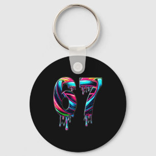 67 Six Seven 6 7 Meme Design Funny 6 7  Keychain