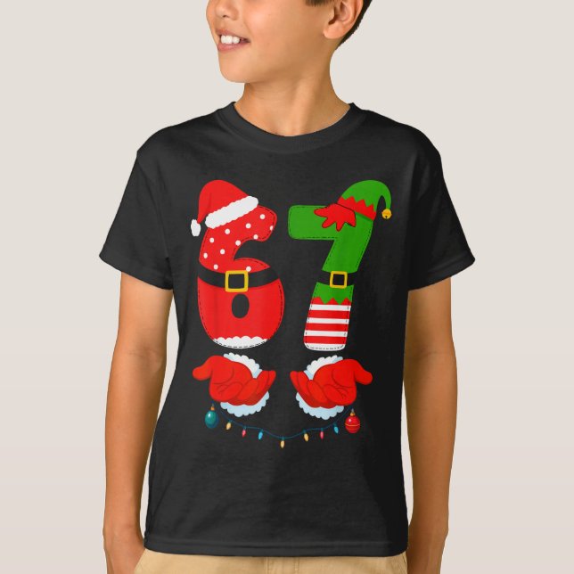 67 Six Seven 6 7 Meme E Couple Christmas Matching  T-Shirt (Front)
