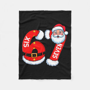 67 Six Seven 6 7 Meme Funny Santa Christmas Shirt Fleece Blanket