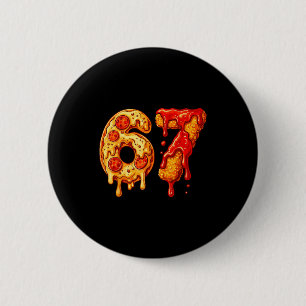 67 Six Seven 6-7 Pizza &amp; Chicken Nugget - Kids 2 Inch Round Button