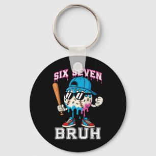 67 Six Seven Baseball Ice Cream Drip Number 67 Pla Keychain