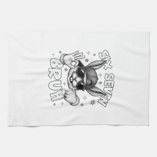 67 Six Seven Bruh Cute Bunny Face with Sunglasses  Kitchen Towel