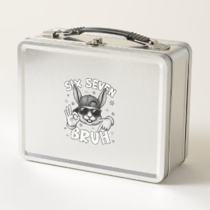 67 Six Seven Bruh Cute Bunny Face with Sunglasses  Metal Lunch Box