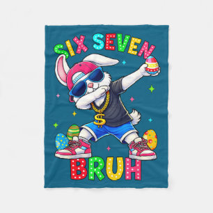 67 Six Seven Bruh Dabbing Bunny With Sungles Easte Fleece Blanket