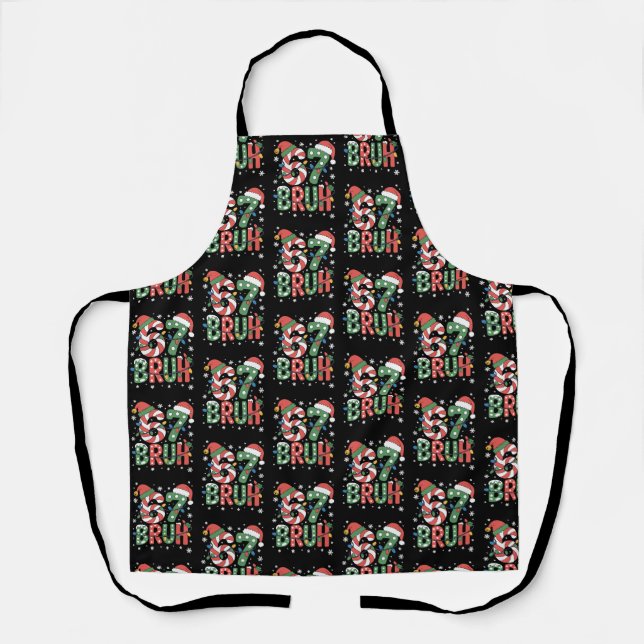 67 Six Seven Bruh Funny Christmas 6 7 Meme  Apron (Front)