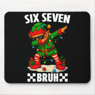 67 Six Seven Bruh Funny Christmas Dabbing Elf 6 7  Mouse Pad