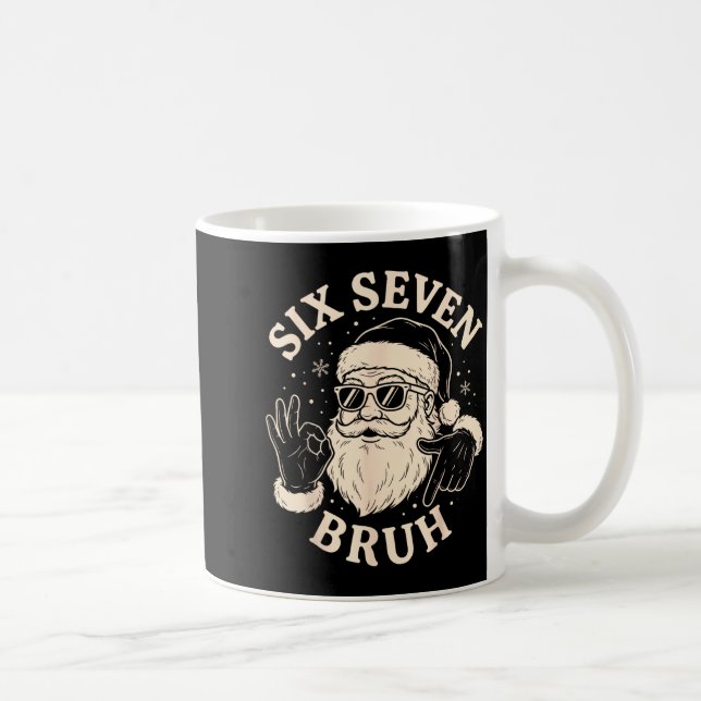 67 Six Seven Bruh Funny Christmas Santa 6 7 Meme  Coffee Mug (Right)