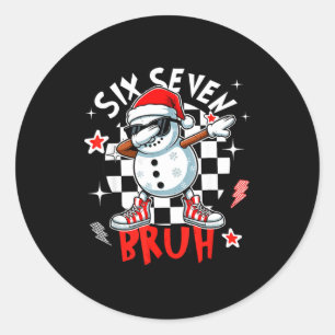 67 Six Seven Bruh Funny Snowman Christmas 6 7 Meme Classic Round Sticker