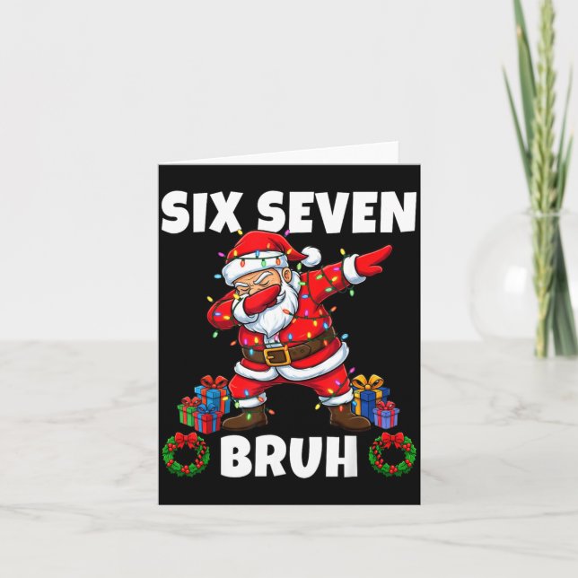67 Six Seven Bruh Santa Dabbing Christmas Funny 6  Card (Front)