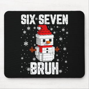 67 Six Seven Bruh Snowman Building Blocks Christma Mouse Pad