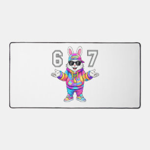 67 Six Seven Bunny Tie Dye Easter Day 67 Meme Men  Desk Mat