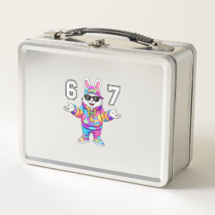 67 Six Seven Bunny Tie Dye Easter Day 67 Meme Men  Metal Lunch Box