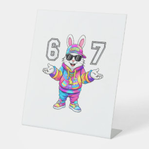 67 Six Seven Bunny Tie Dye Easter Day 67 Meme Men  Pedestal Sign