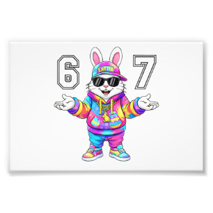 67 Six Seven Bunny Tie Dye Easter Day 67 Meme Men  Photo Print