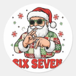 67 Six Seven Burh Funny Christmas 6 7 Meme Men Wom Classic Round Sticker