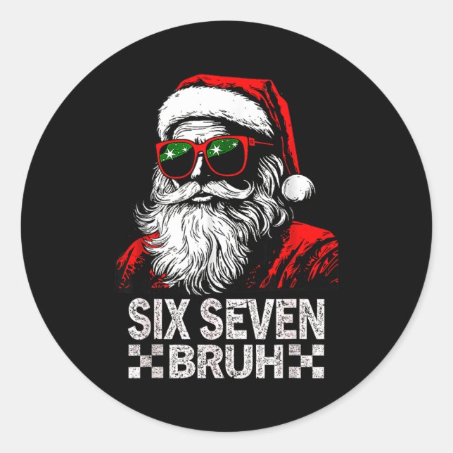 67 Six Seven Burh Funny Christmas 6 7 Meme Men Wom Classic Round Sticker (Front)